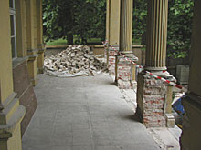 Abtrag Br&uuml;stungsmauerung von 1947 - n&ouml;rdlicher Loggiabereich